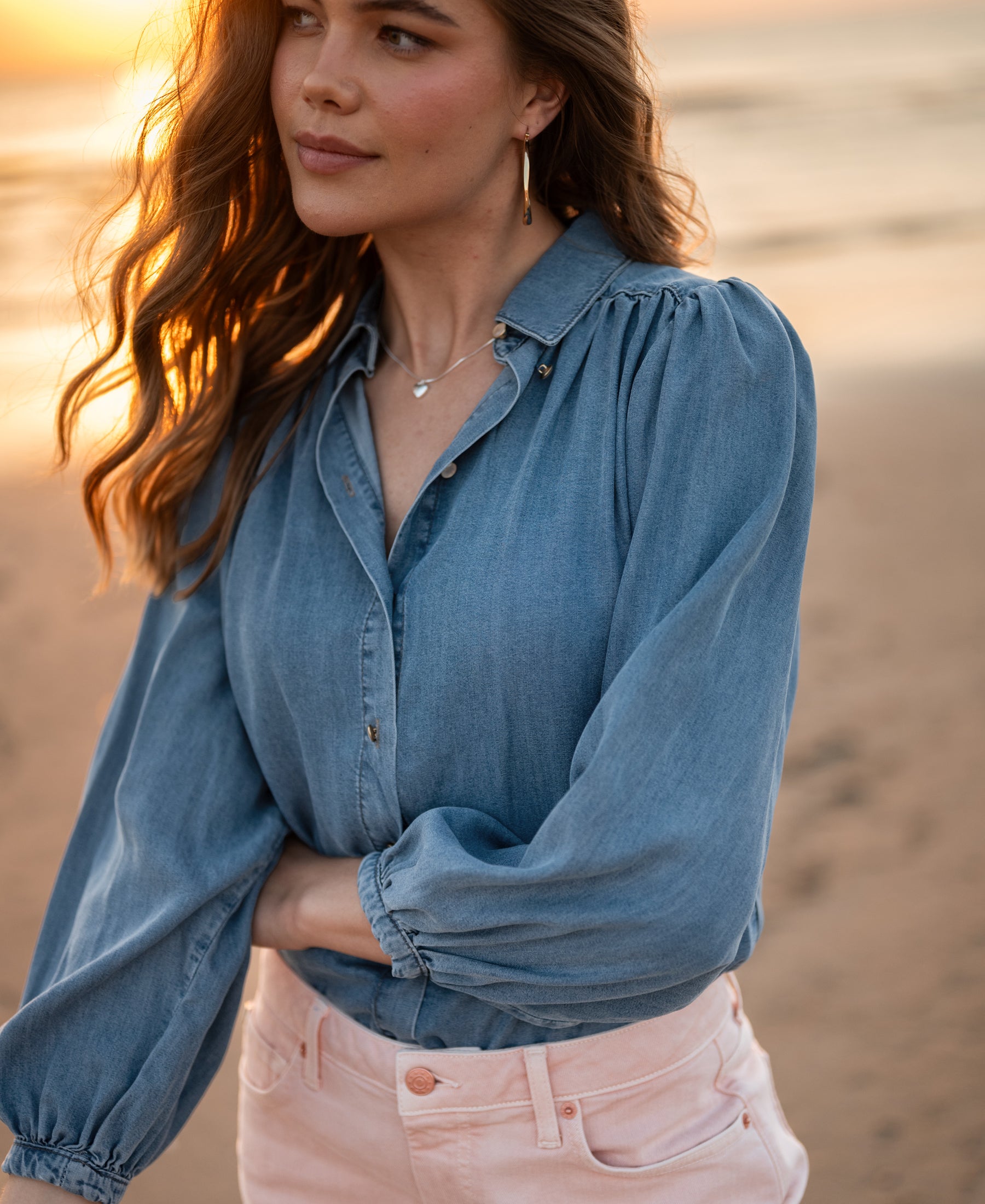 Tencel jeansblouse LA RIVA Stonewash