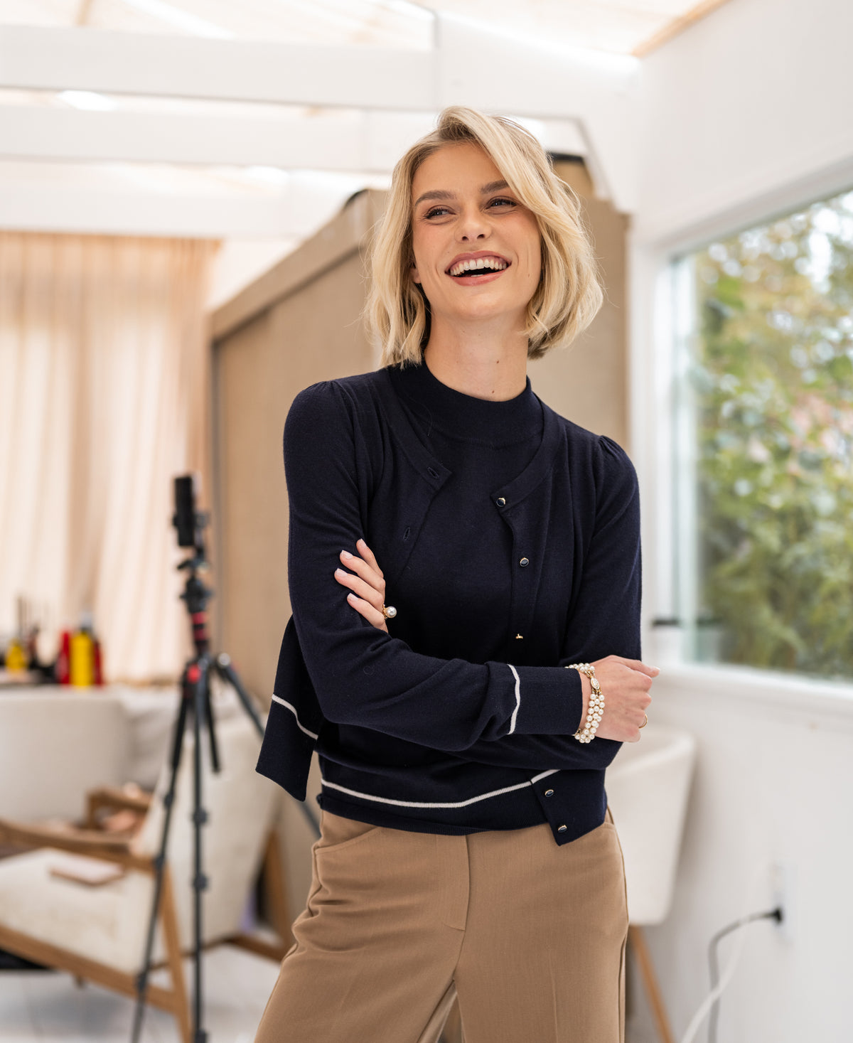 Pullover Dunkelblaue Strickjacke CASAMODA Strickjacke Dunkles