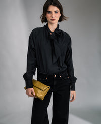 Voile-Bluse mit Schleifendetail LA SATINEE Schwarz