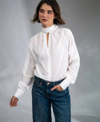 Voile blouse with bow LA SATINEE Ivory