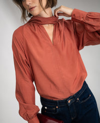 Voile blouse with bow LA SATINEE Terra