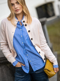 Merino wool turtleneck cardigan LES SEIZE Blush