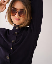 Merino-Strickjacke mit Rollkragen LES SEIZE Dunkelblau