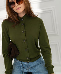 Merino-Strickjacke mit Rollkragen LES SEIZE Army