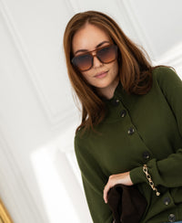 Merino-Strickjacke mit Rollkragen LES SEIZE Army