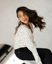Blouse LA SEZANNE Dot Ivoor- Zwart