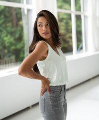 Basic jersey lyocell tanktop in lichtgroen