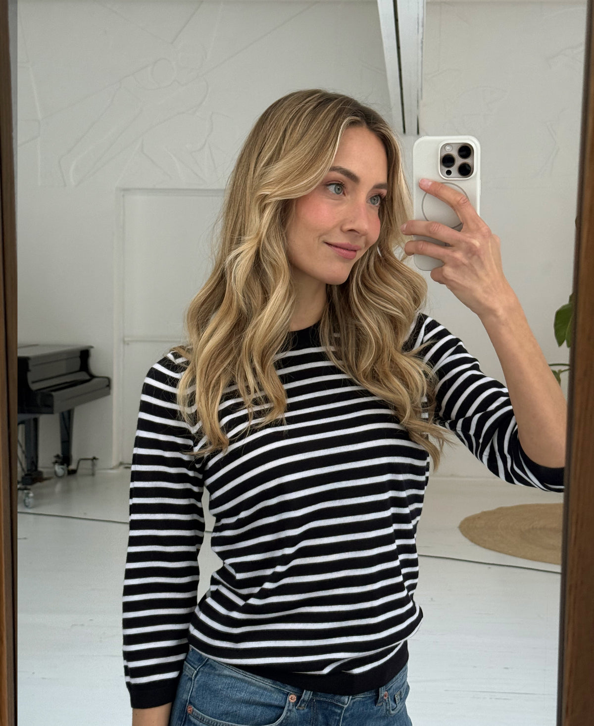 Striped sweater LA SITGES Darkblue-Ivory