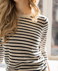 Gestreifter Pullover LA SITGES Sand-Schwarz