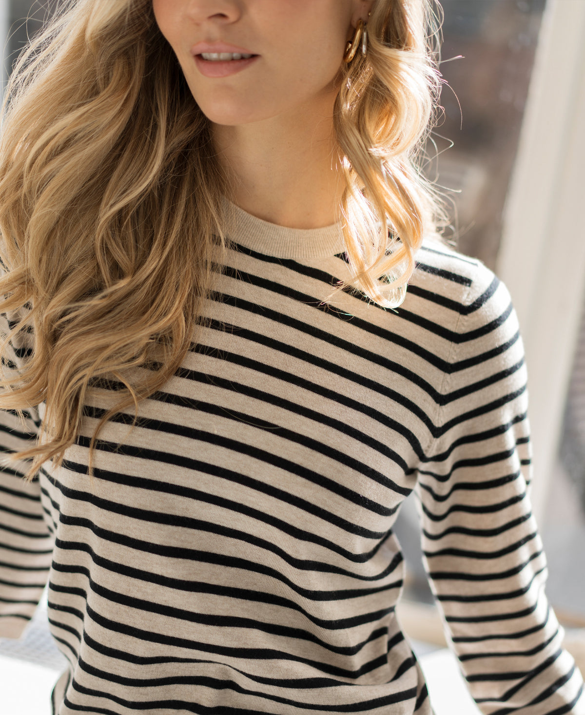 Gestreifter Pullover LA SITGES Sand-Schwarz