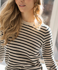 Gestreifter Pullover LA SITGES Sand-Schwarz