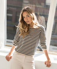 Gestreifter Pullover LA SITGES Sand-Schwarz