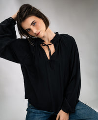 Blouse met strikkoordjes LA SOLENE Zwart
