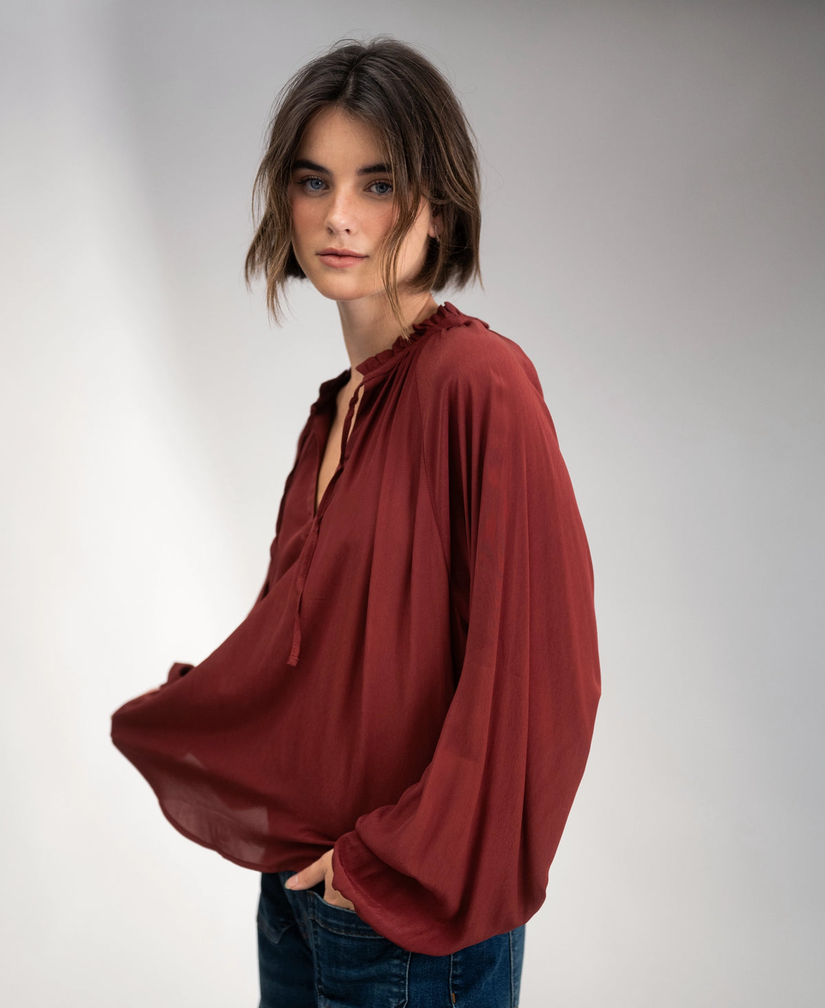 LA SOLENE Henna Blouse with Tie Straps