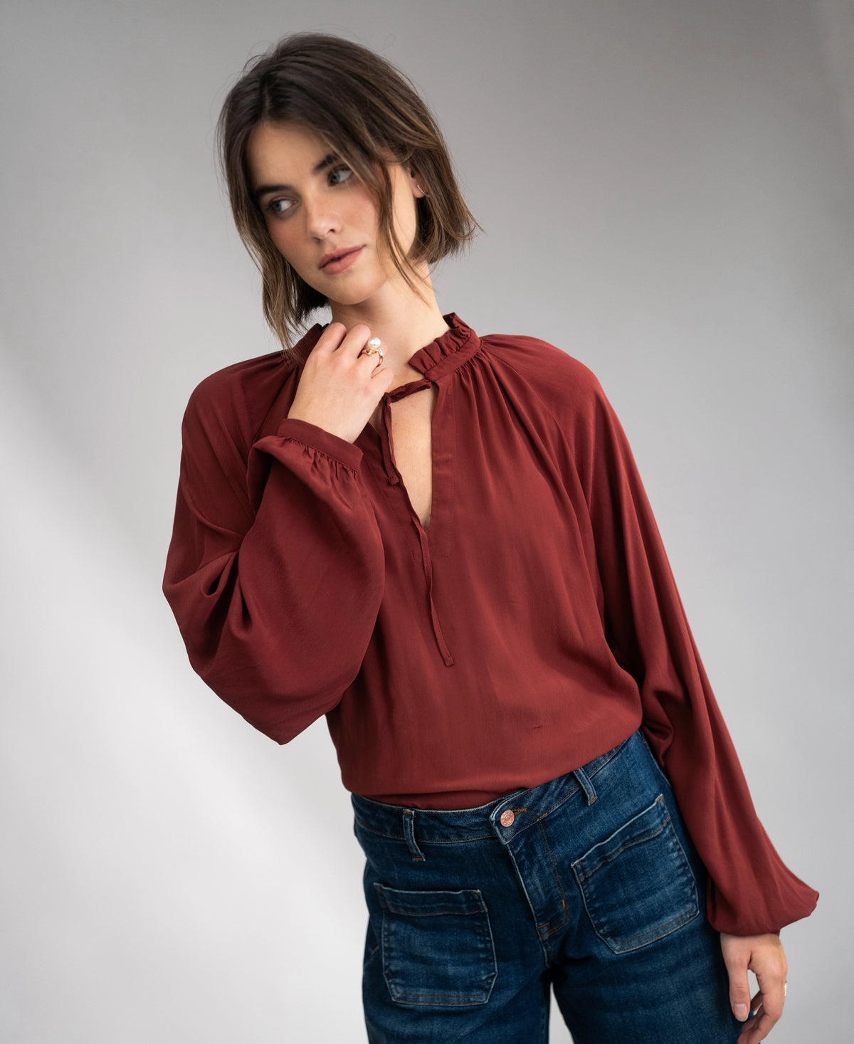 LA SOLENE Henna Blouse with Tie Straps