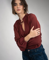 LA SOLENE Henna Blouse with Tie Straps