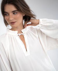 Blouse met strikkoordjes LA SOLENE Ivoor
