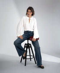 Blouse met strikkoordjes LA SOLENE Ivoor