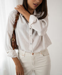 Dunne oversized blouse in white cotton, featuring the LA SOYEUSE Kit design.