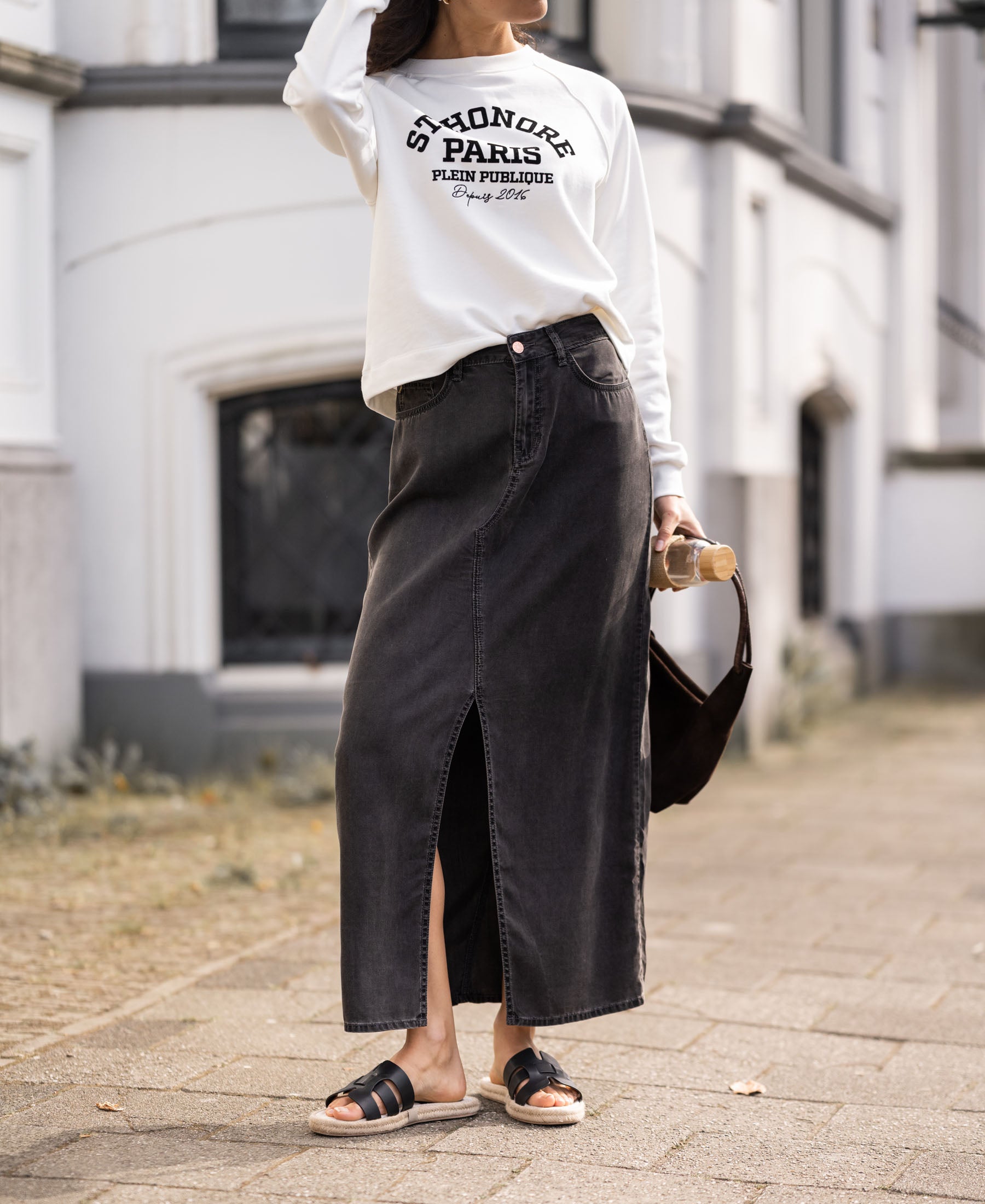 Jeansrock aus Tencel LA JOSEPH Holzkohle