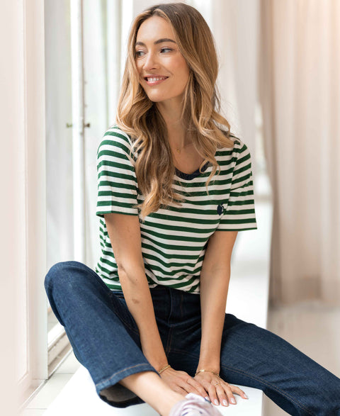 Striped T-shirt AMELIE White - Green