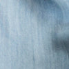 Close-up of wide leg jeans in light blue bleached denim, showing fabric texture and subtle folds.