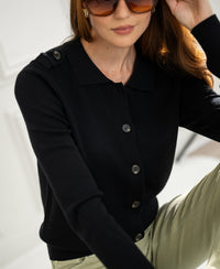 Strickjacke mit Polokragen LES TREIZE Schwarz