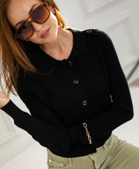 Strickjacke mit Polokragen LES TREIZE Schwarz