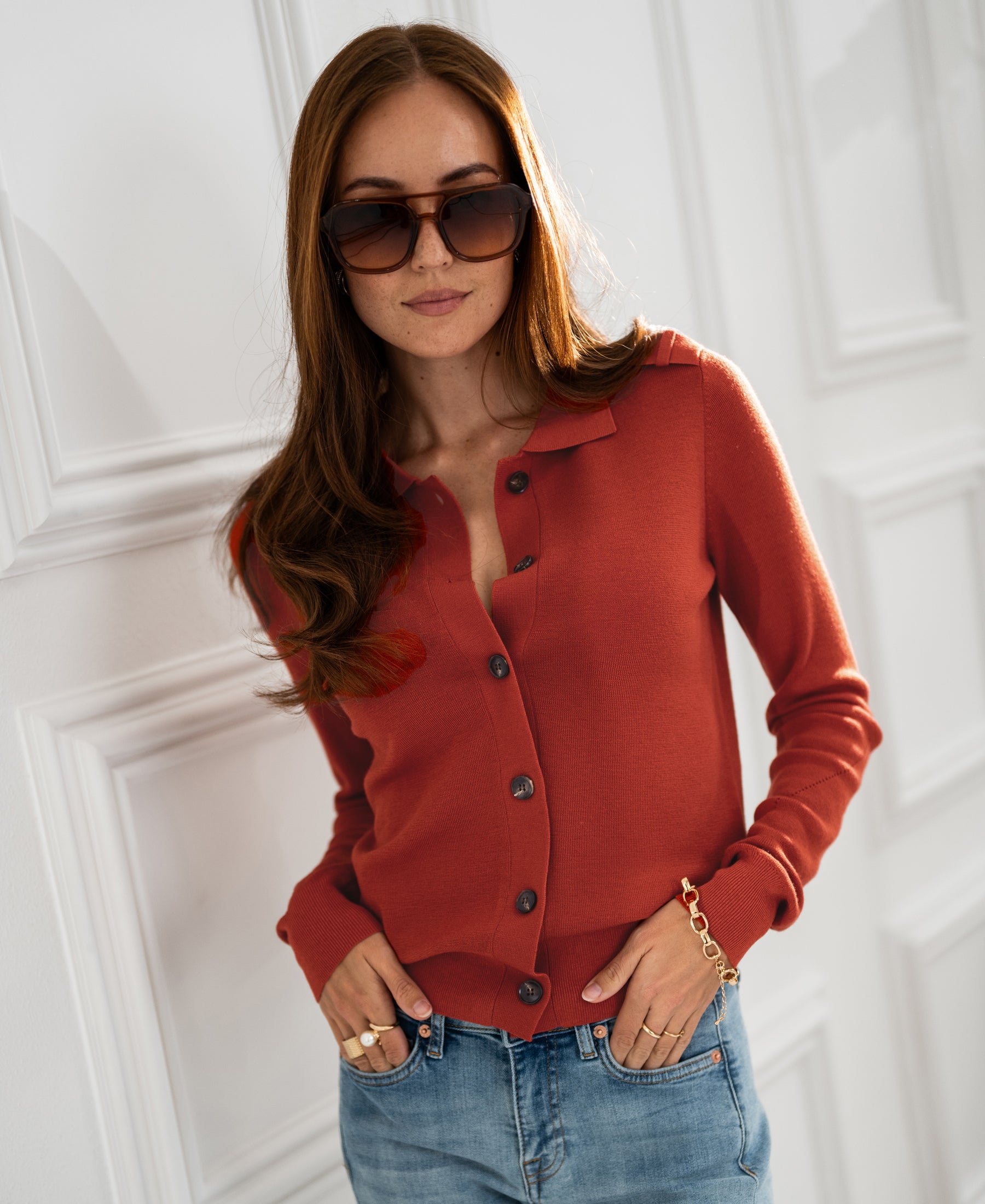 Strickjacke mit Polokragen LES TREIZE Chile