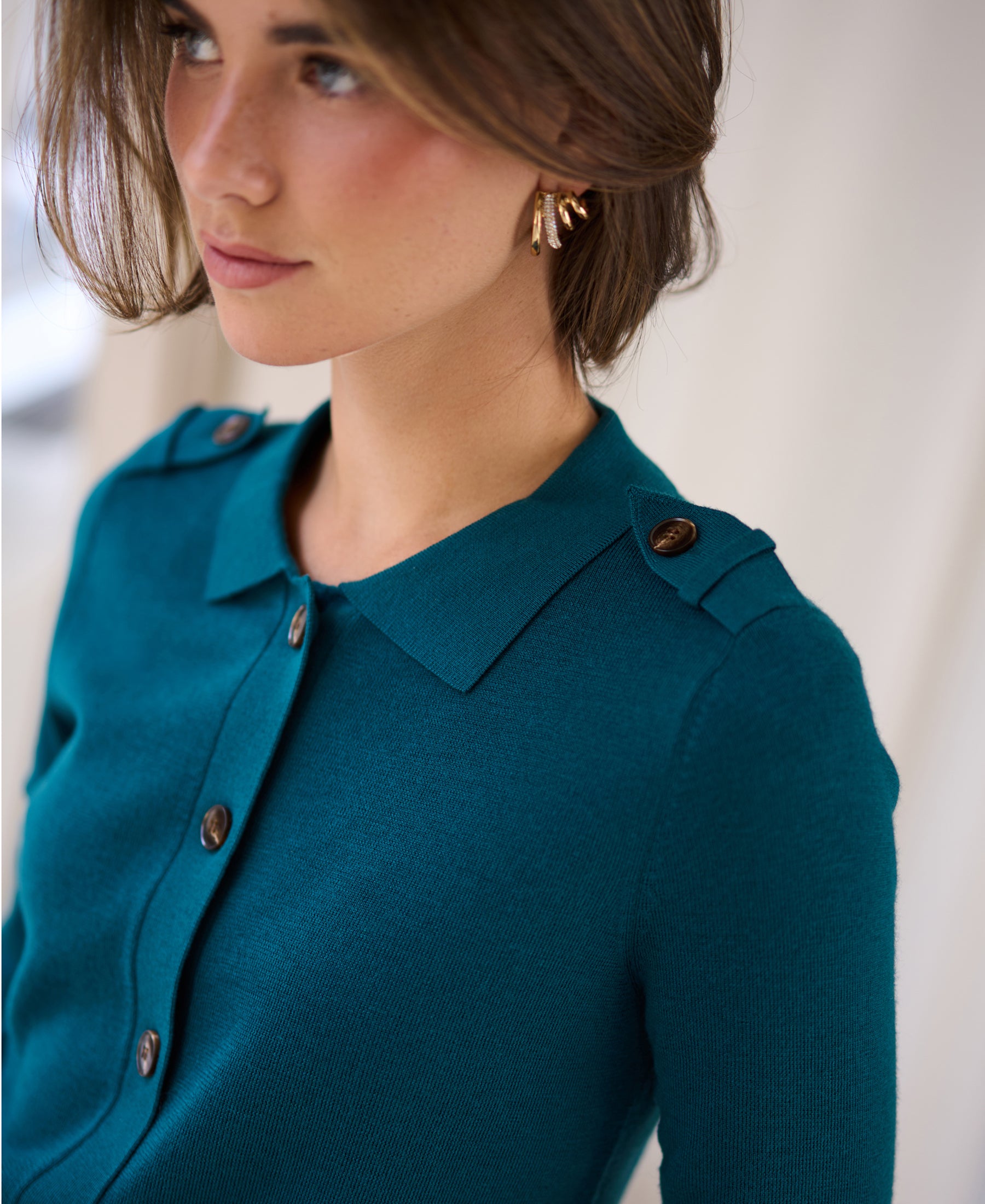 Strickjacke LES TREIZE Dunkelpetrol