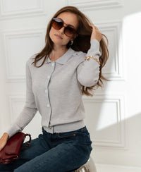 Strickjacke LES TREIZE Hellgrau meliert
