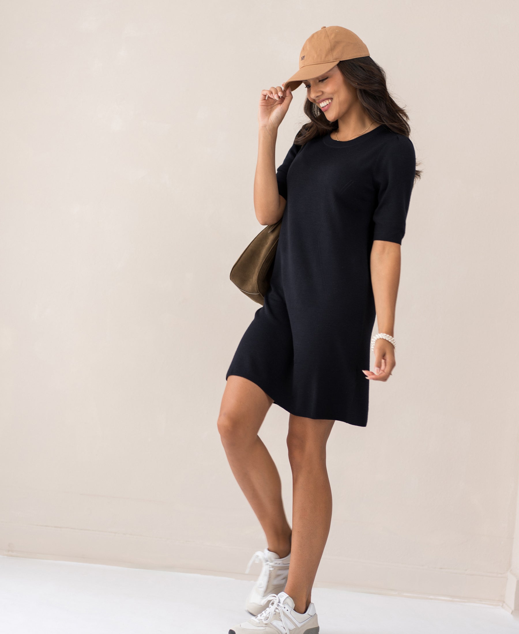 Merinowollen jurk LA TWIGGY Donkerblauw