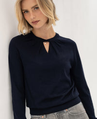 Merinowollen trui LA TWIST Donkerblauw