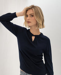 Merinowollen trui LA TWIST Donkerblauw