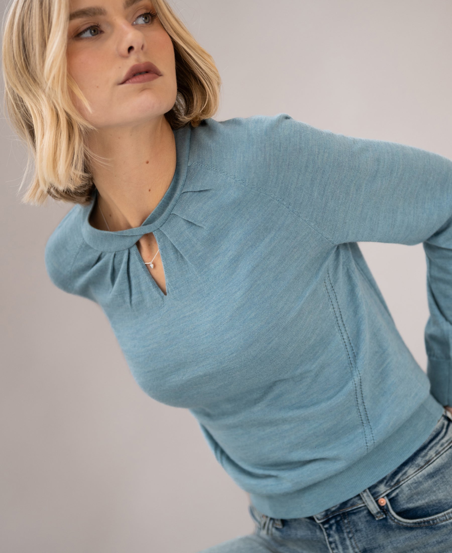 Pullover aus Merinowolle LA TWIST Grau-blau