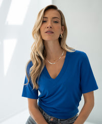 V-hals T-shirt LA VERONIQUE Blauw