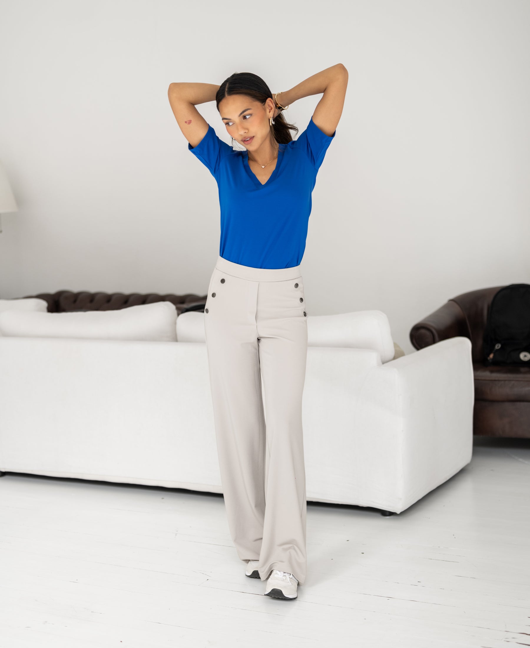 V-hals T-shirt LA VERONIQUE Blauw