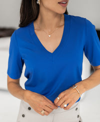 V-hals T-shirt LA VERONIQUE Blauw