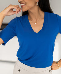 V-hals T-shirt LA VERONIQUE Blauw