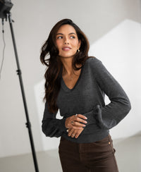 V-neck merino sweater LA VICTORIA Anthracite
