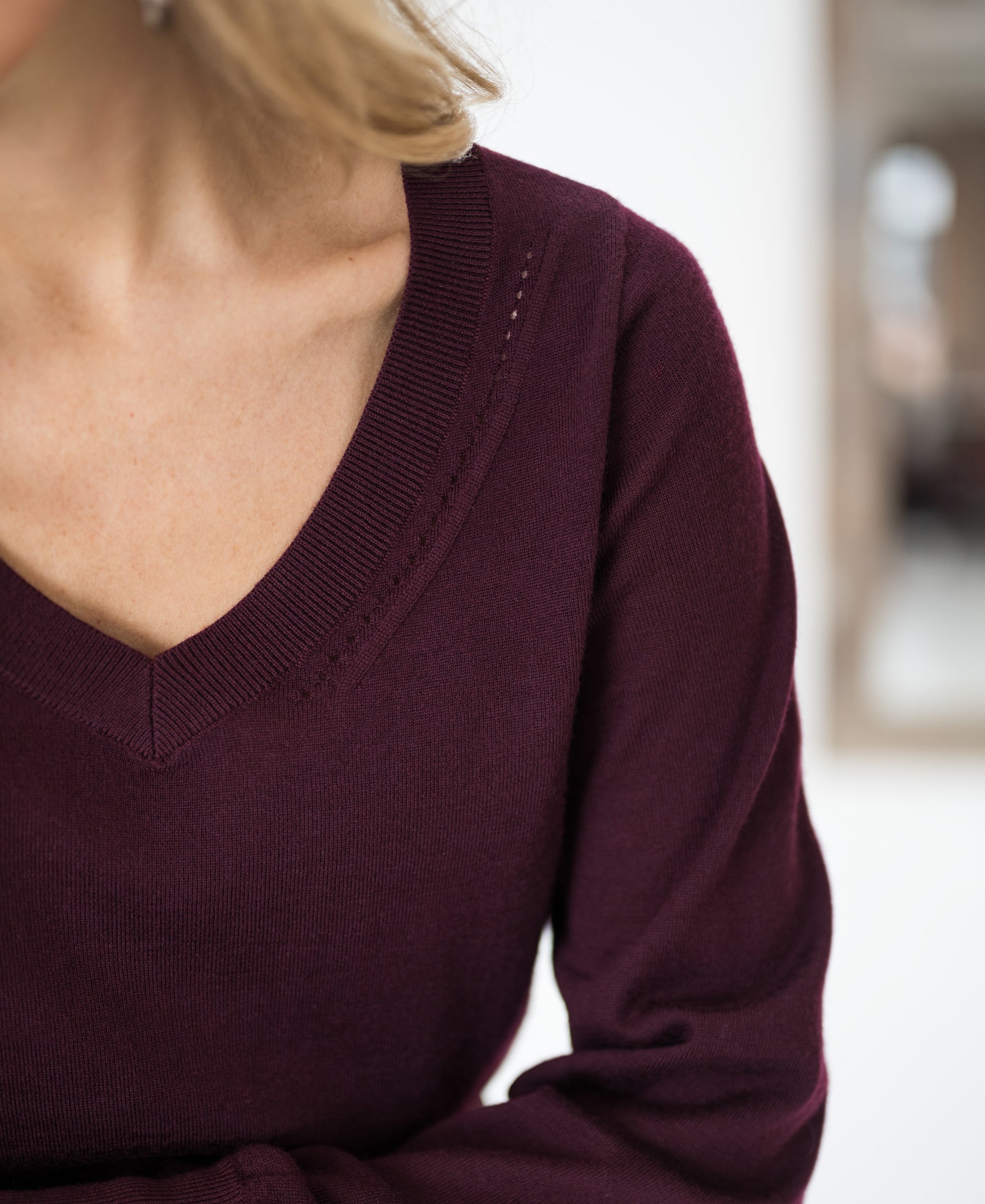 Merino V-hals trui LA VILLE Bordeaux