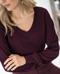 Merino V-hals trui LA VILLE Bordeaux