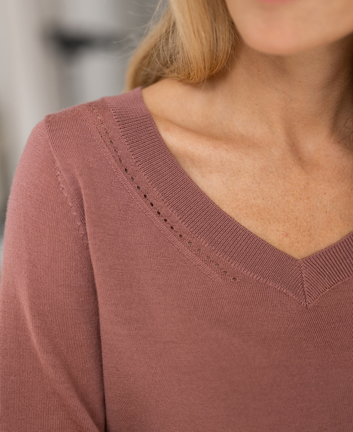 Merino V-neck sweater LA VILLE Dusty Pink