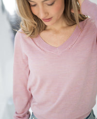 Merino V-hals trui LA VILLE Roze