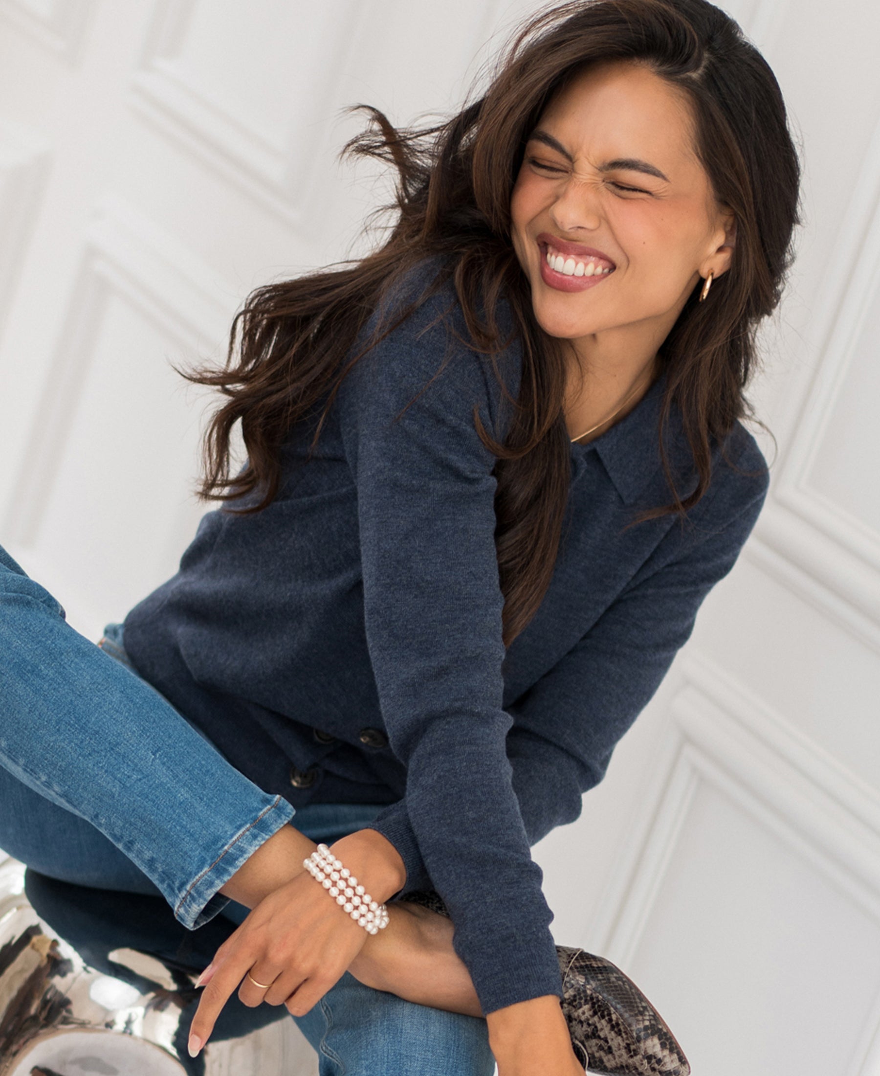 Cardigan polo collar LES VINGT Indigo blue