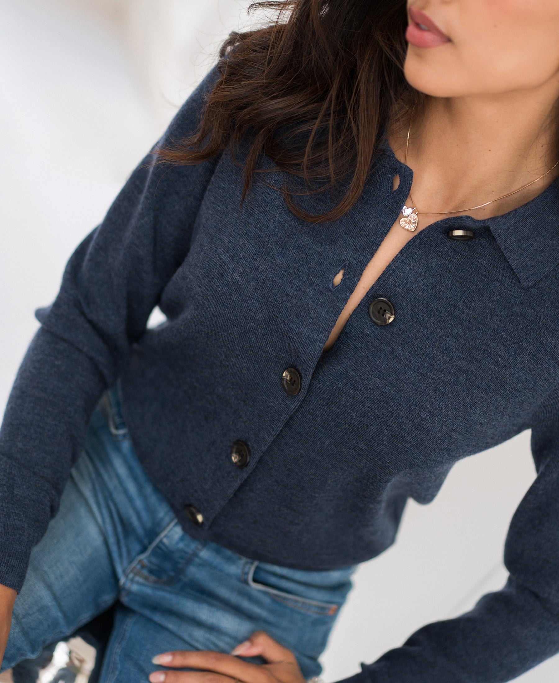 Vest polokraag LES VINGT Indigo blauw