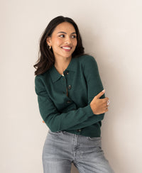 Cardigan polo collar LES VINGT Greenish