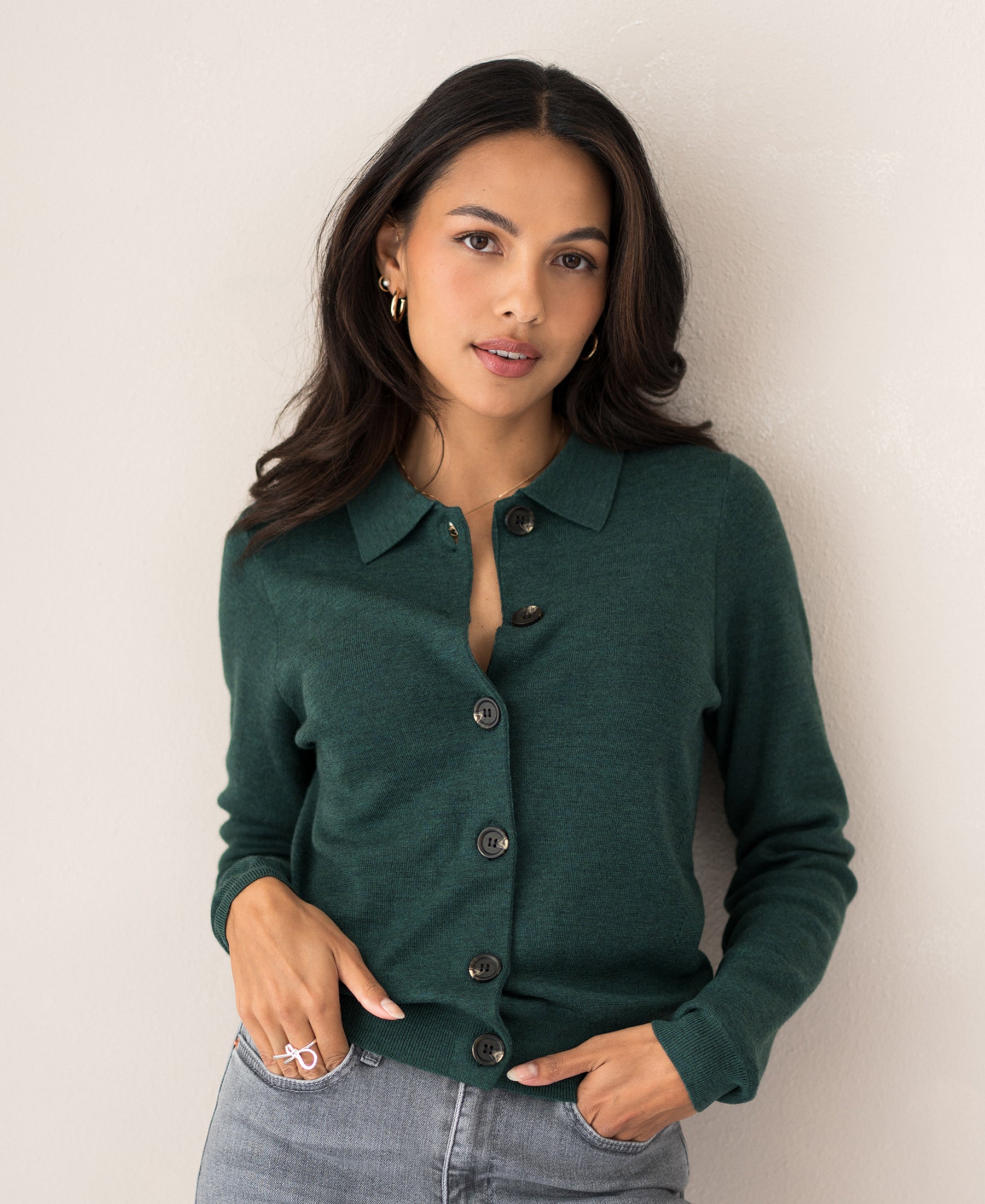 Cardigan polo collar LES VINGT Greenish