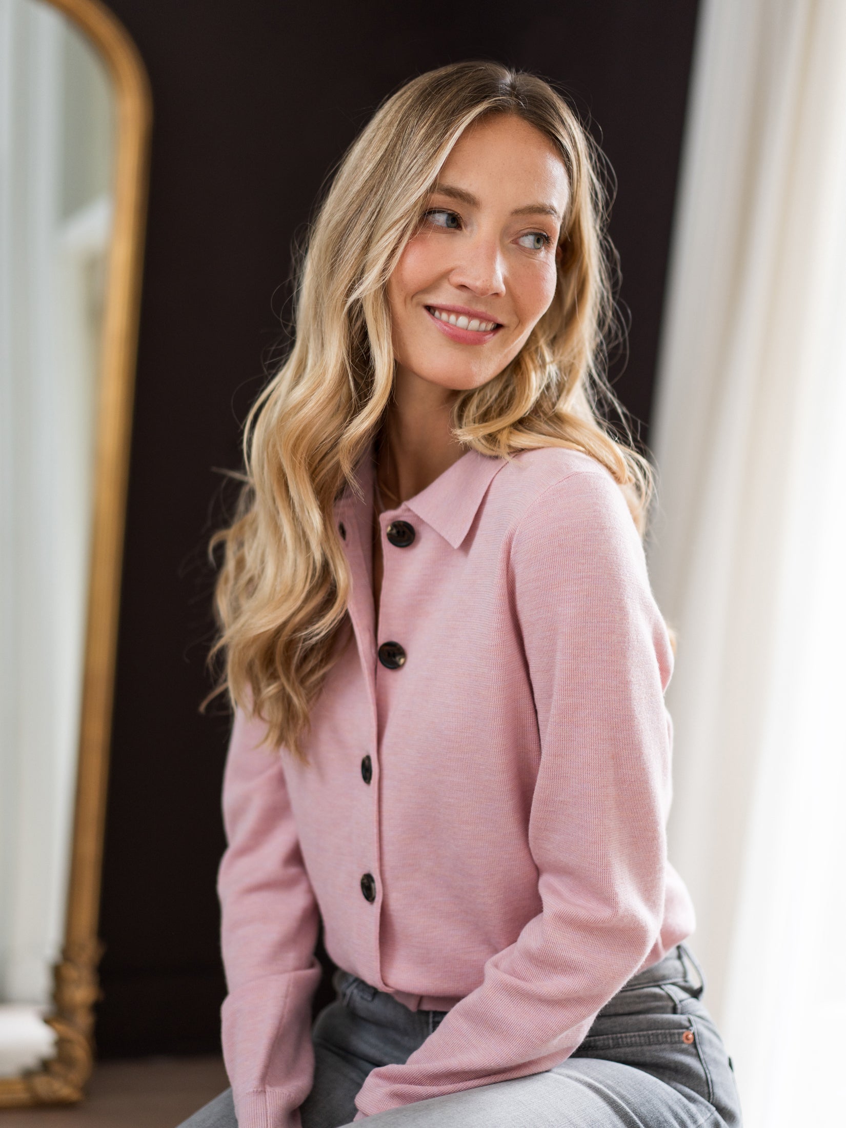 Strickjacke mit Polokragen LES VINGT Rosa