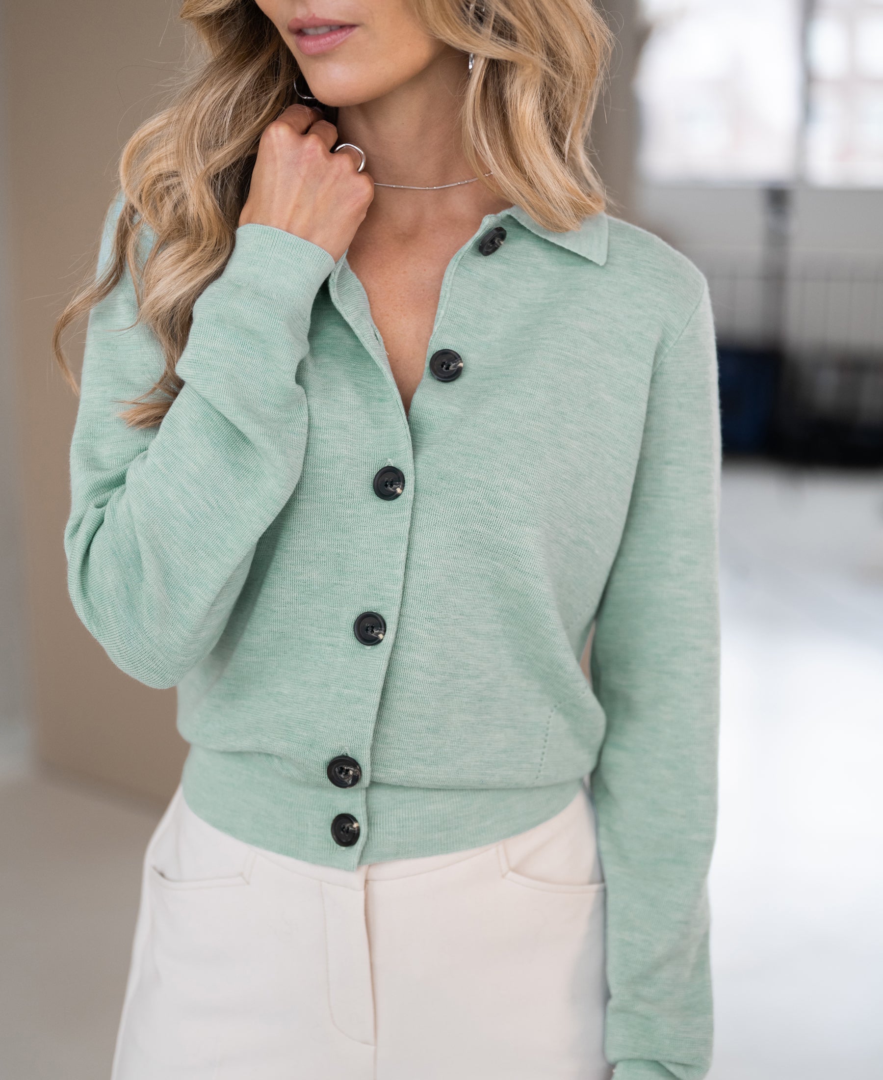 Cardigan polo collar LES VINGT Seafoam